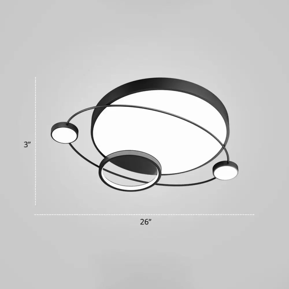 Minimalistic Led Ceiling Lamp For Bedroom With Orbit Shape And Acrylic Material Black / 26’ White