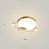 Minimalistic Led Ceiling Lamp For Bedroom With Orbit Shape And Acrylic Material Gold / 18.5’