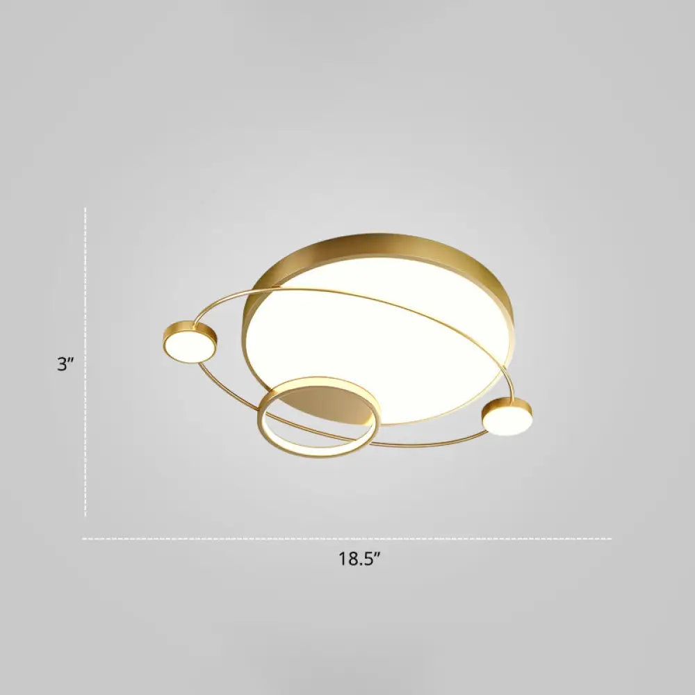 Minimalistic Led Ceiling Lamp For Bedroom With Orbit Shape And Acrylic Material Gold / 18.5’ White
