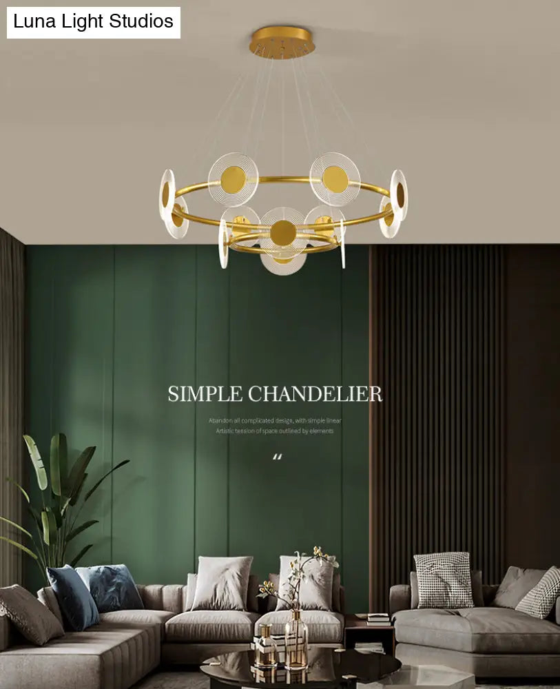 Minimalistic Led Circles Suspension Lamp: Acrylic Chandelier Pendant Light For Living Room