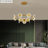 Minimalistic Led Circles Suspension Lamp: Acrylic Chandelier Pendant Light For Living Room