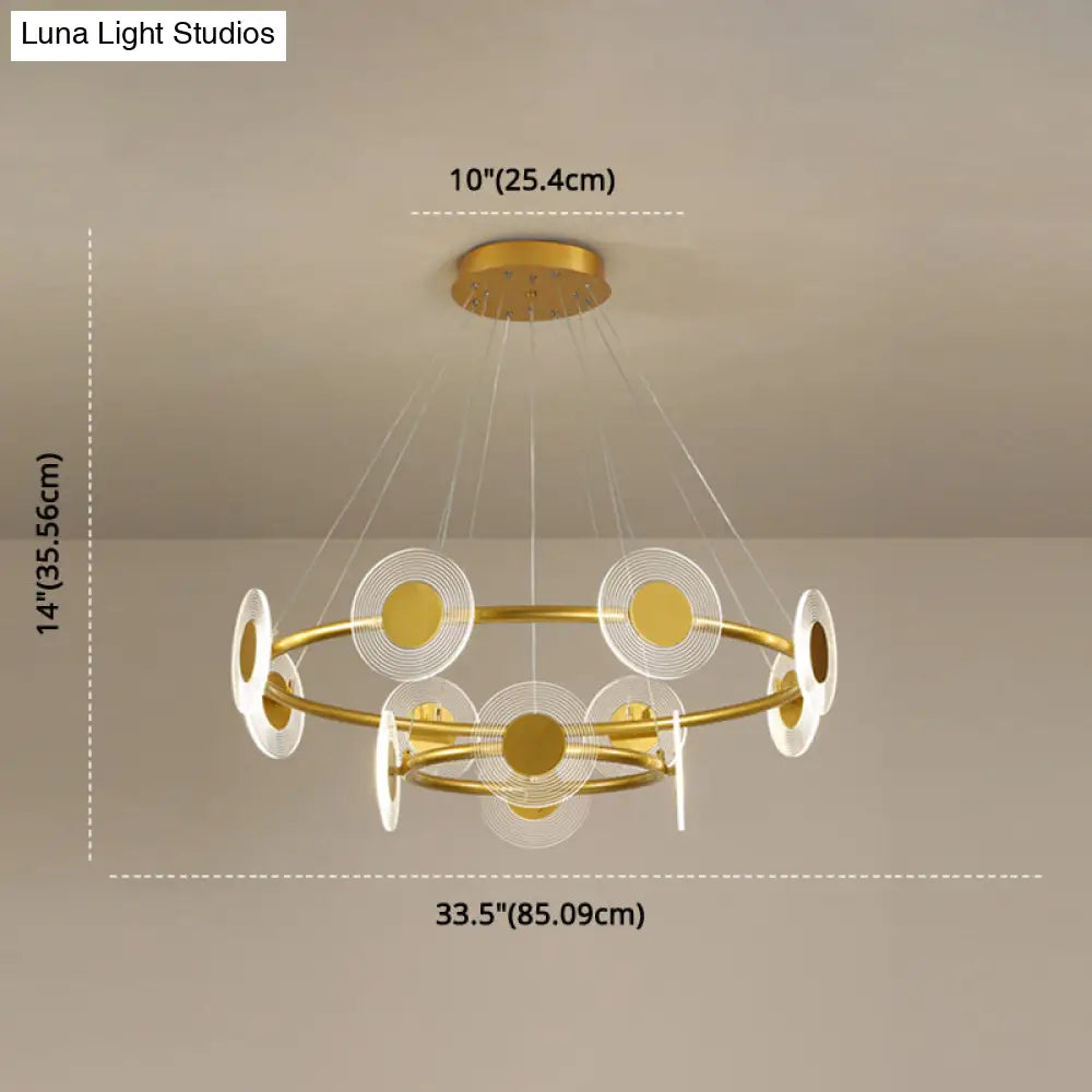 Minimalistic Led Circles Suspension Lamp: Acrylic Chandelier Pendant Light For Living Room