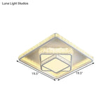 Minimalistic Led Crystal Flush Lamp: White Ceiling - Mounted Fixture With Square Block Design