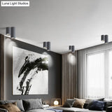 Minimalistic Led Cylinder Flush Ceiling Light - Cement Gray Mount Fixture