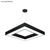 Minimalistic Led Hanging Ceiling Light: Square Chandelier Lighting For Office With Acrylic Shade