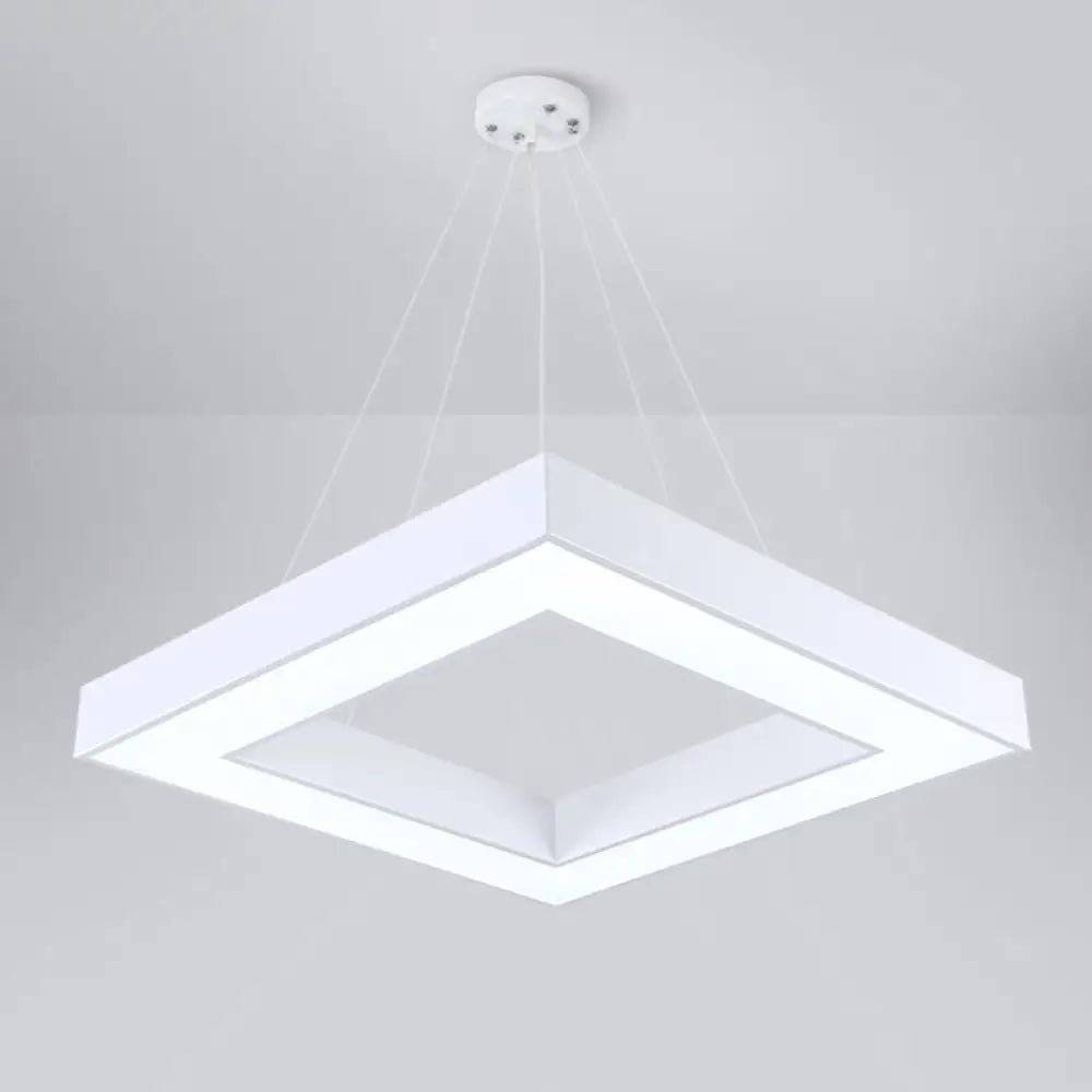 Sleek Led Square Chandelier Ceiling Light With Acrylic Shade For Offices