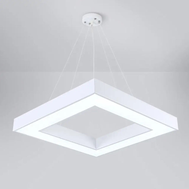 Sleek Led Square Chandelier Ceiling Light With Acrylic Shade For Offices