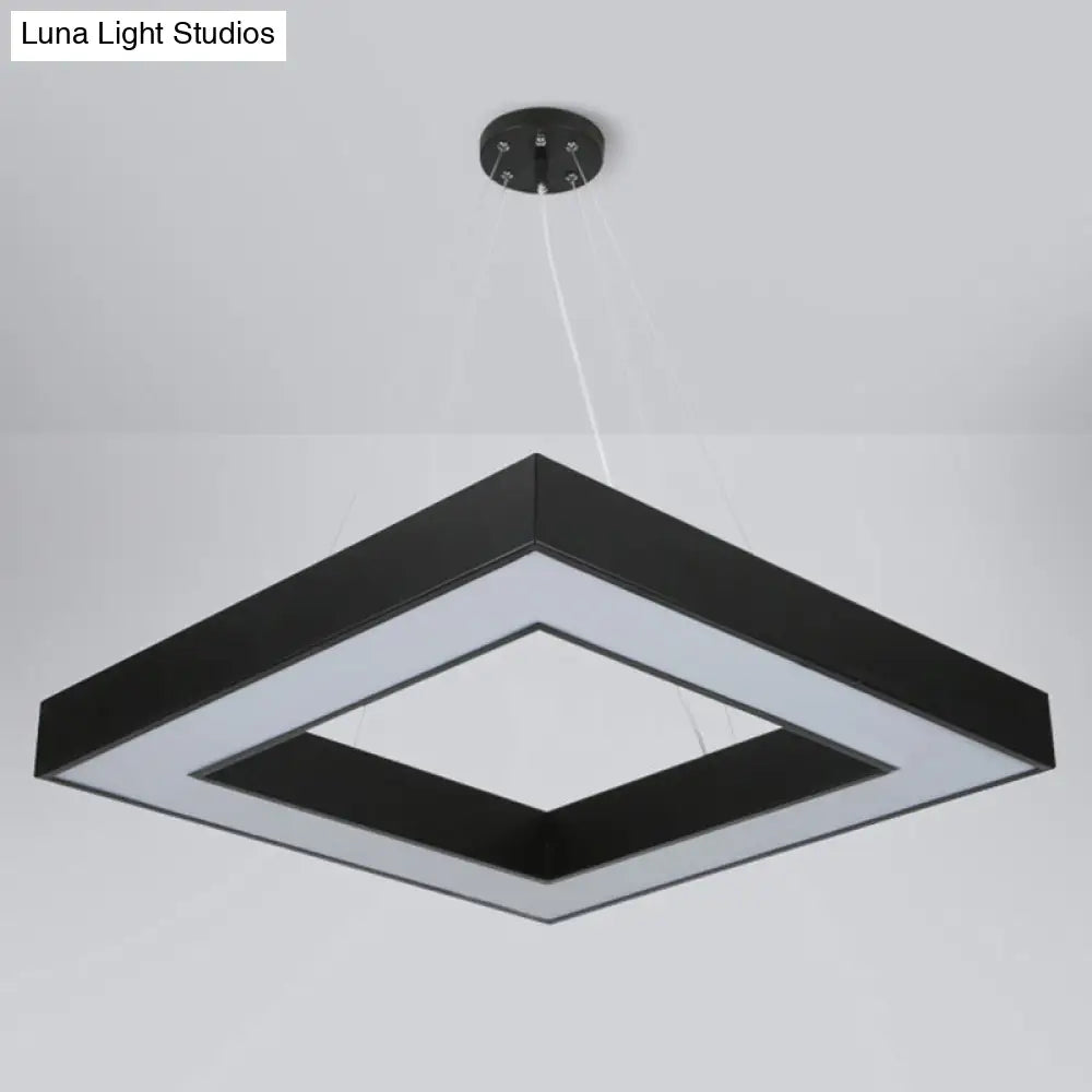 Minimalistic Led Hanging Ceiling Light: Square Chandelier Lighting For Office With Acrylic Shade