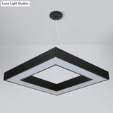 Minimalistic Led Hanging Ceiling Light: Square Chandelier Lighting For Office With Acrylic Shade