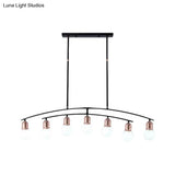 Minimalistic Linear Chandelier - 5/7 Lights Black/White Metal Finish Island Light