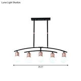 Minimalistic Linear Chandelier - 5/7 Lights Black/White Metal Finish Island Light