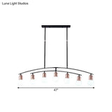 Minimalistic Linear Chandelier - 5/7 Lights Black/White Metal Finish Island Light