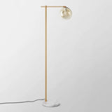 Minimalistic Marble Floor Lamp With Dome Shade - Flat Round Design 1-Light Standing Lighting For