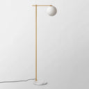 Minimalistic Marble Floor Lamp With Dome Shade - Flat Round Design 1-Light Standing Lighting For