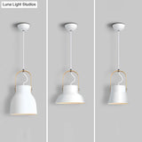 Minimalistic Metal Pendant Lamp With Handle - Barrel Dining Room Hanging Light White / A