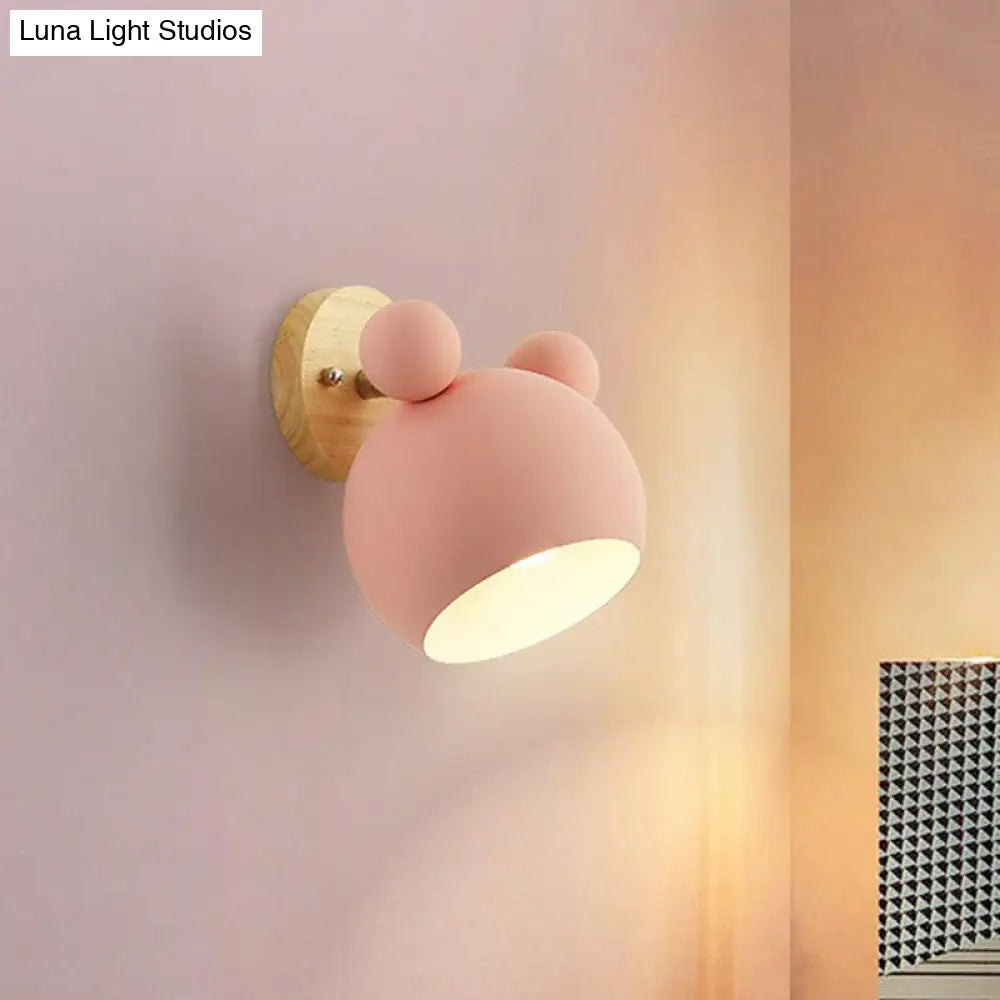 Minimalistic Metallic Bear Head Bedroom Wall Sconce Light