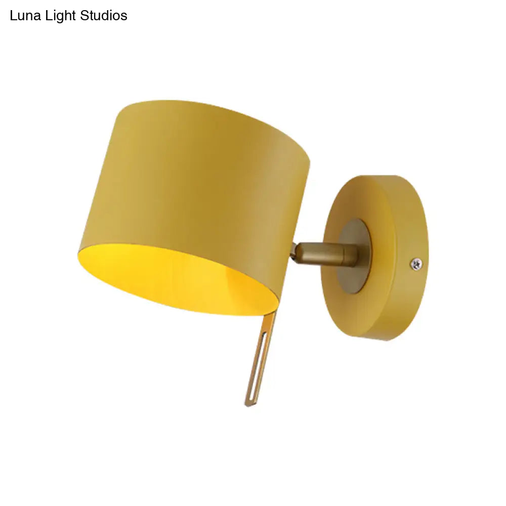 Minimalistic Metallic Cylinder Wall Mount Sconce - 5 Width 1 Light Black/Pink/Yellow/Blue Ideal For