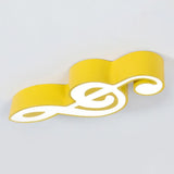 Minimalistic Metallic Led Flush Ceiling Light For Childs Room With Musical Note Design