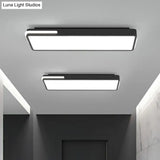 Minimalistic Rectangular Led Flush Mount Ceiling Light In Black For Corridors