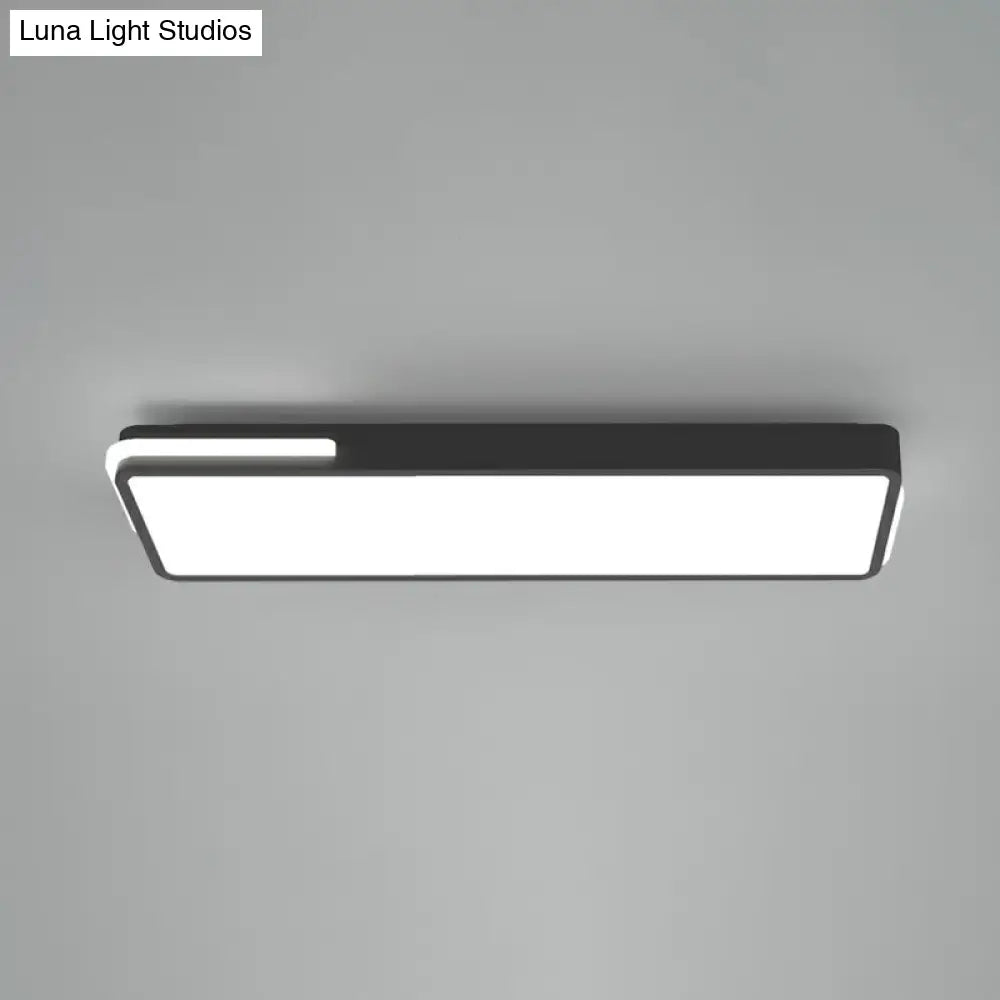 Minimalistic Rectangular Led Flush Mount Ceiling Light In Black For Corridors / 23.5