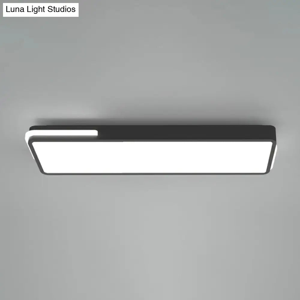 Minimalistic Rectangular Led Flush Mount Ceiling Light In Black For Corridors / 31.5
