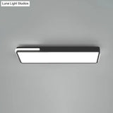 Minimalistic Rectangular Led Flush Mount Ceiling Light In Black For Corridors / 16