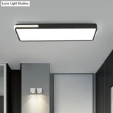 Minimalistic Rectangular Led Flush Mount Ceiling Light In Black For Corridors