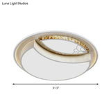 Minimalistic White Led Ceiling Lamp With Crystal Pattern For Bedroom - Dome Acrylic Flushmount