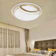 Minimalistic White Led Ceiling Lamp With Crystal Pattern For Bedroom - Dome Acrylic Flushmount /