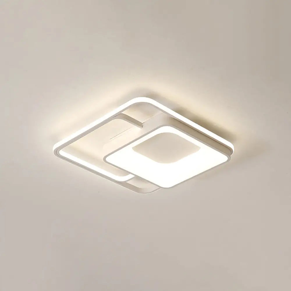 Minimalistic White Led Flush Mount Ceiling Lamp For Bedrooms / 16’ Third Gear