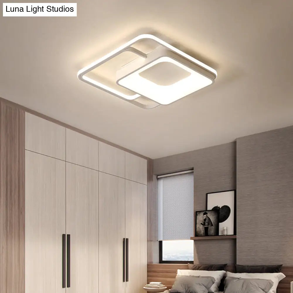 Minimalistic White Led Flush Mount Ceiling Lamp For Bedrooms