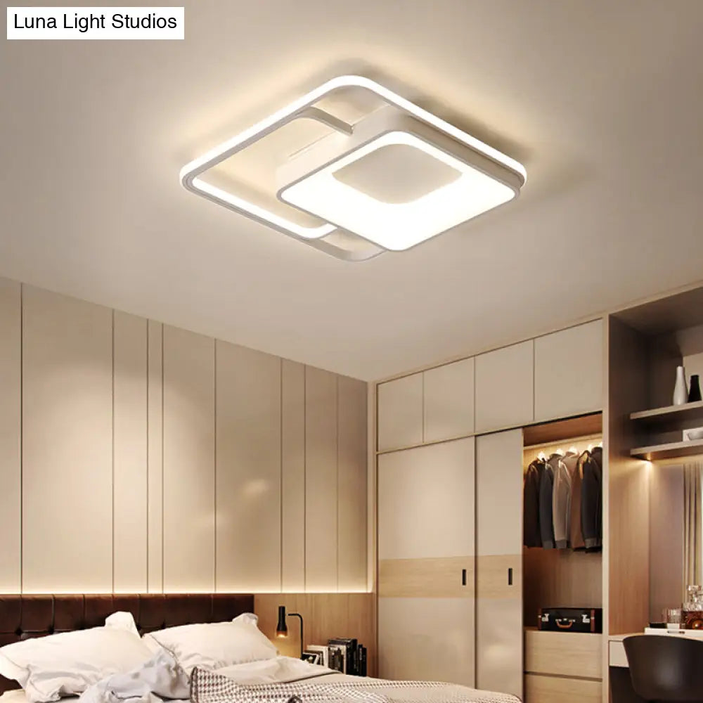 Minimalistic White Led Flush Mount Ceiling Lamp For Bedrooms