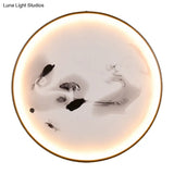 Misty Mountains/Carp Fish Chinese Style Led Wall Lamp In Black For Sitting Room Décor