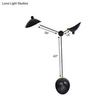 Modern 1/3-Light Duckbill Wall Sconce With Black Metallic Shade Adjustable Living Room Lamp
