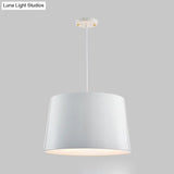 Modern 1-Bulb Black/White Drum Pendant Light With Metal Shade Hanging Ceiling Lighting