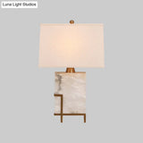 Modern 1-Bulb White Task Reading Light With Fabric Shade