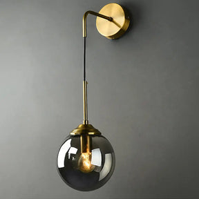 Modern 1-Head Globe Wall Light In Gold - Perfect For Bedrooms / Smoke Grey