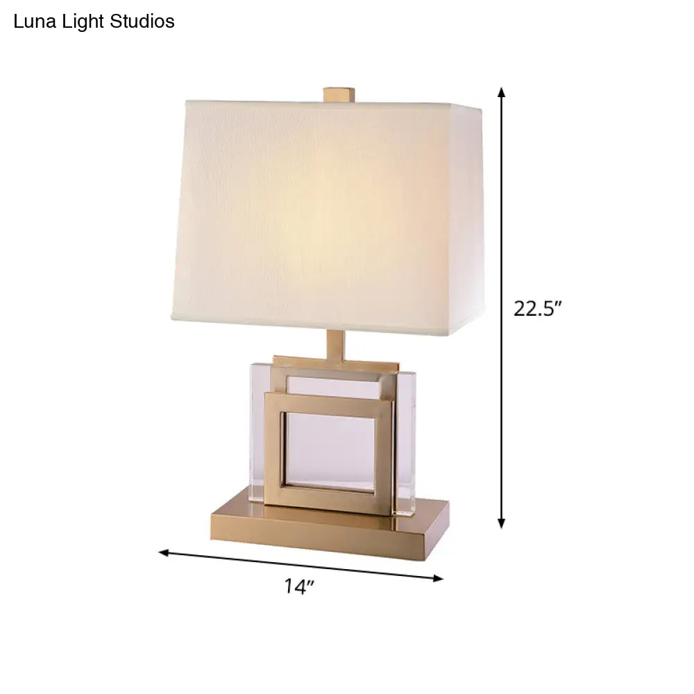 Modern 1-Head Gold Trapezoid Task Light With Fabric Shade - Ideal For Reading And Book Enthusiasts