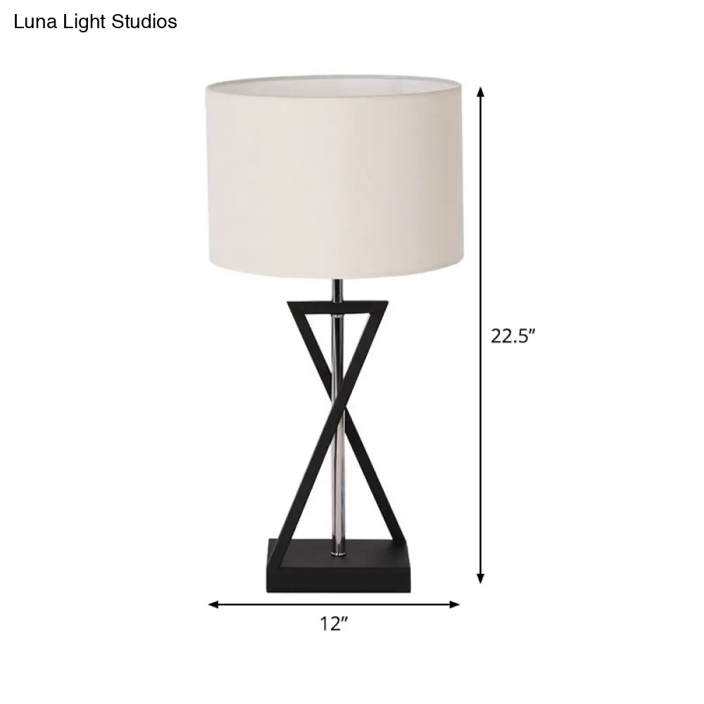 Modern 1-Head Table Desk Lamp - White Cylindrical Small Light With Fabric Shade