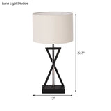 Modern 1-Head Table Desk Lamp - White Cylindrical Small Light With Fabric Shade