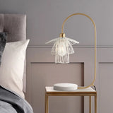 Modern 1-Light Black/White Nightstand Light With Geometric Metal Shade For Bedroom White