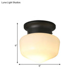 Modern 1-Light Flush Mount With Milk Glass Shade - White Schoolhouse Ceiling Lamp