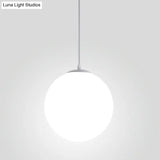 Modern 1 Light Glass Ball Pendant For Clothing Store Ceiling Simple & White