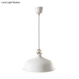 Modern 1-Light Metallic Pendant Lamp With Black/White Barn Shade For Dining Room Ceiling