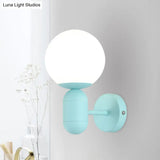 Modern 1-Light Metallic Wall Lamp With Orb Shade - Perfect For Balcony And Kitchen
