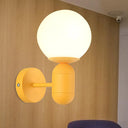 Modern 1-Light Metallic Wall Lamp With Orb Shade - Perfect For Balcony And Kitchen Yellow