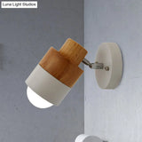 Modern 1-Light Rotatable Metal & Wood Wall Sconce In Black/White