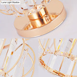 Modern 1-Light Semi Flush Mount Ceiling Light With Rectangular-Cut Crystal And Gold Lantern Frame