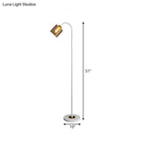 Modern 1-Light Standing Floor Lamp With Amber Glass Shade And White Finish