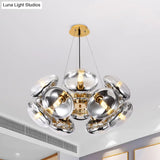Modern 12-Light Round Shade Chandelier - Clear Glass Gold/Silver